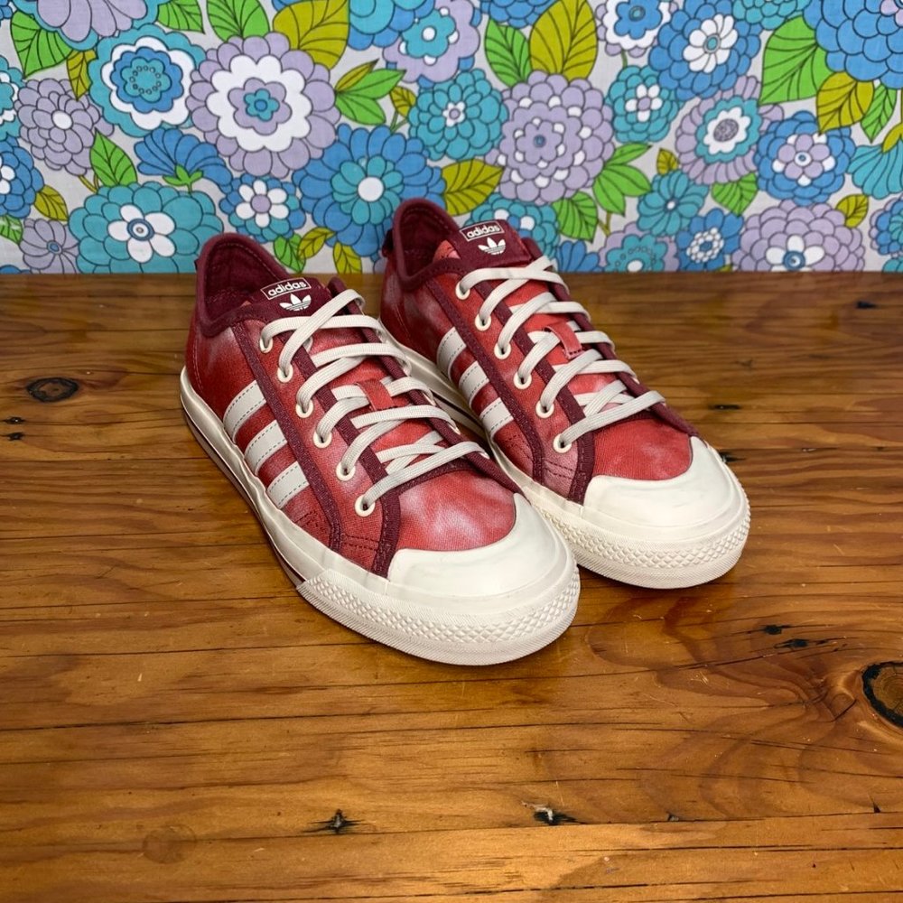 adidas x Parley Nizza Red Acid Wash Low Top Sneakers Size: Youth 5